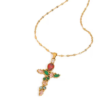 Collar cruz brillante