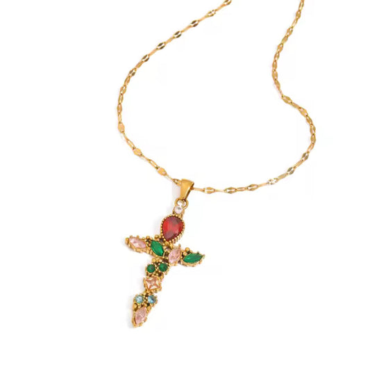 Collar cruz brillante