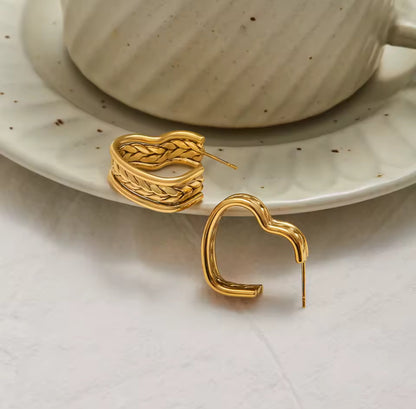 Aretes Corazón Trenzado