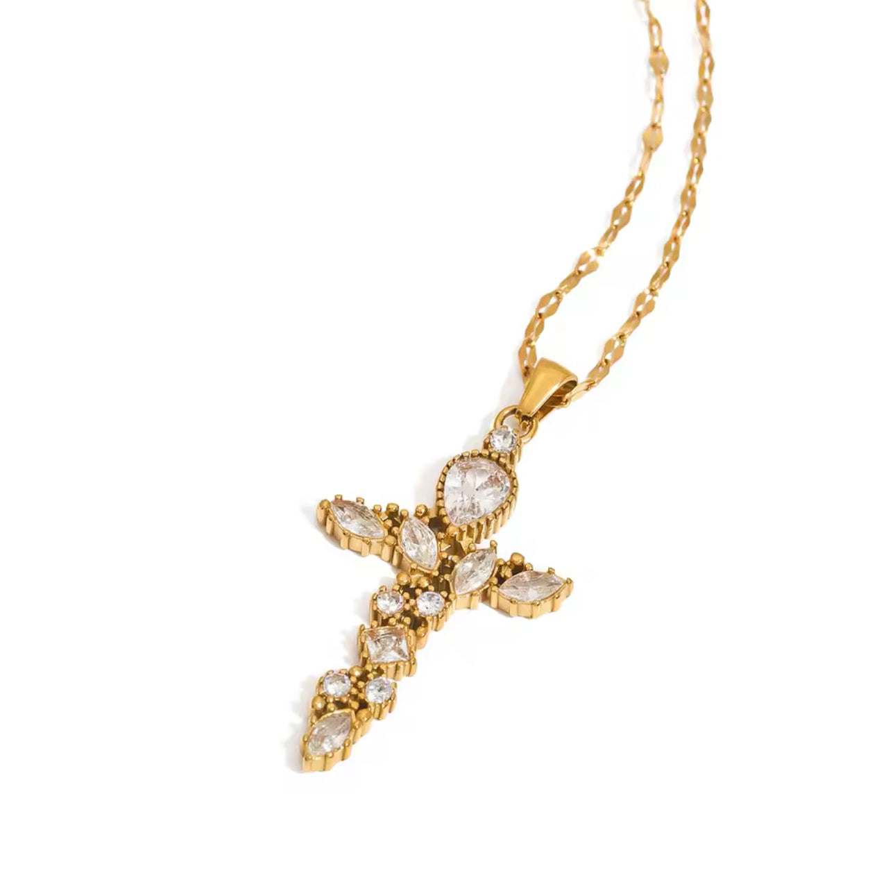 Collar cruz brillante